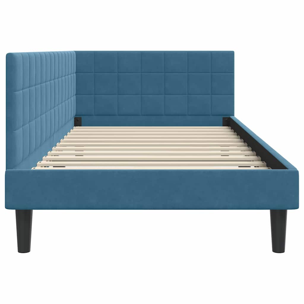 Cadre de lit d'angle Bleu 90 cm x 200 cm Velours - XIOS