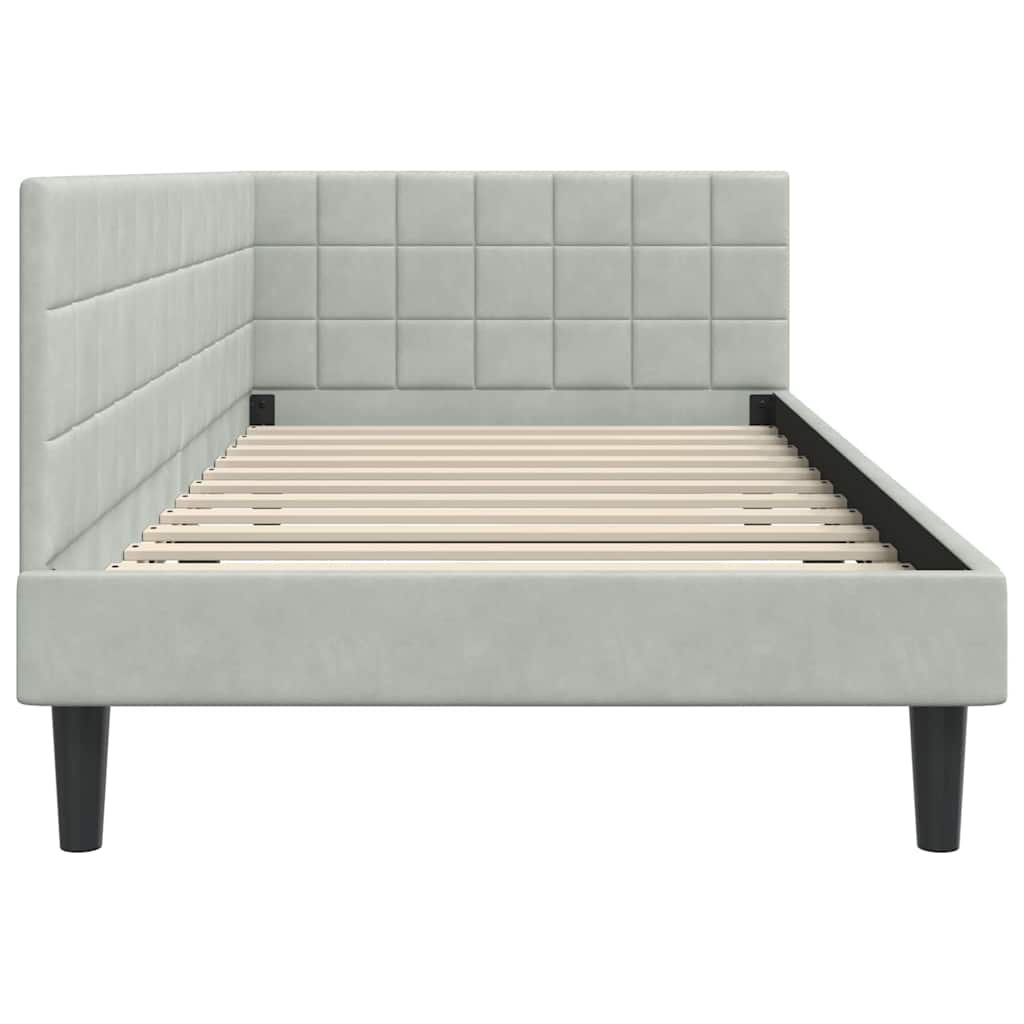 Cadre de lit d'angle Gris clair 90 cm x 200 cm Velours - XIOS