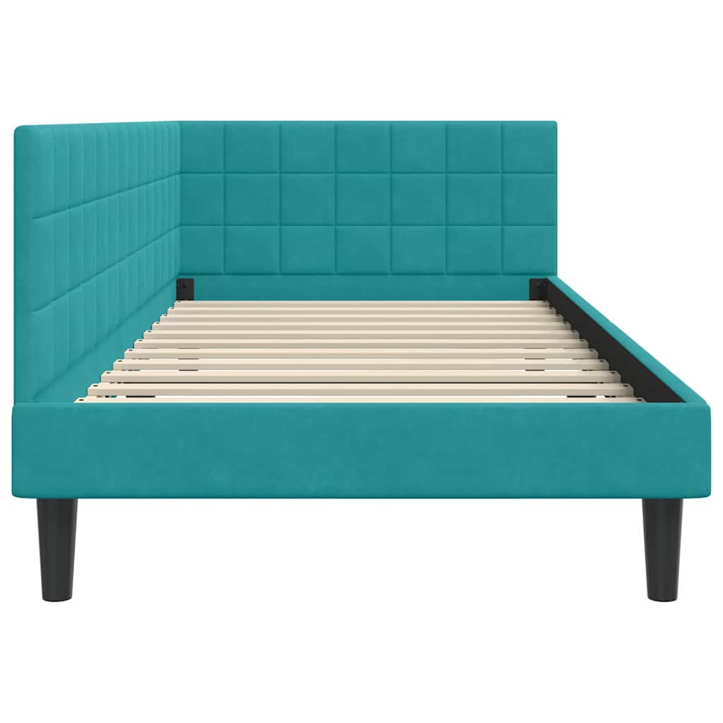 Cadre de lit d'angle Turquoise 100 cm x 200 cm Velours - XIOS