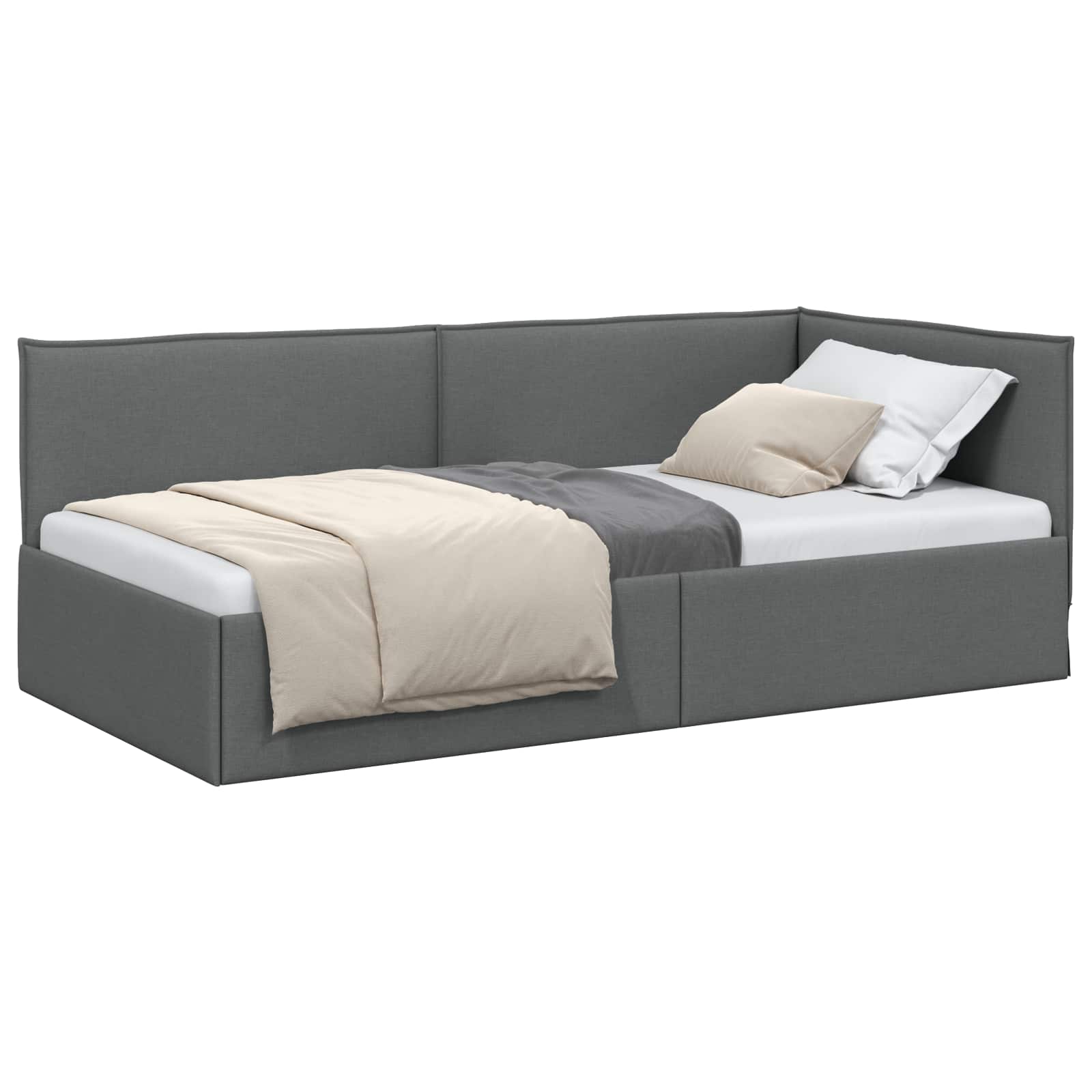 Cadre de lit d'angle Gris foncé 80 x 200 cm tissu - XIOS