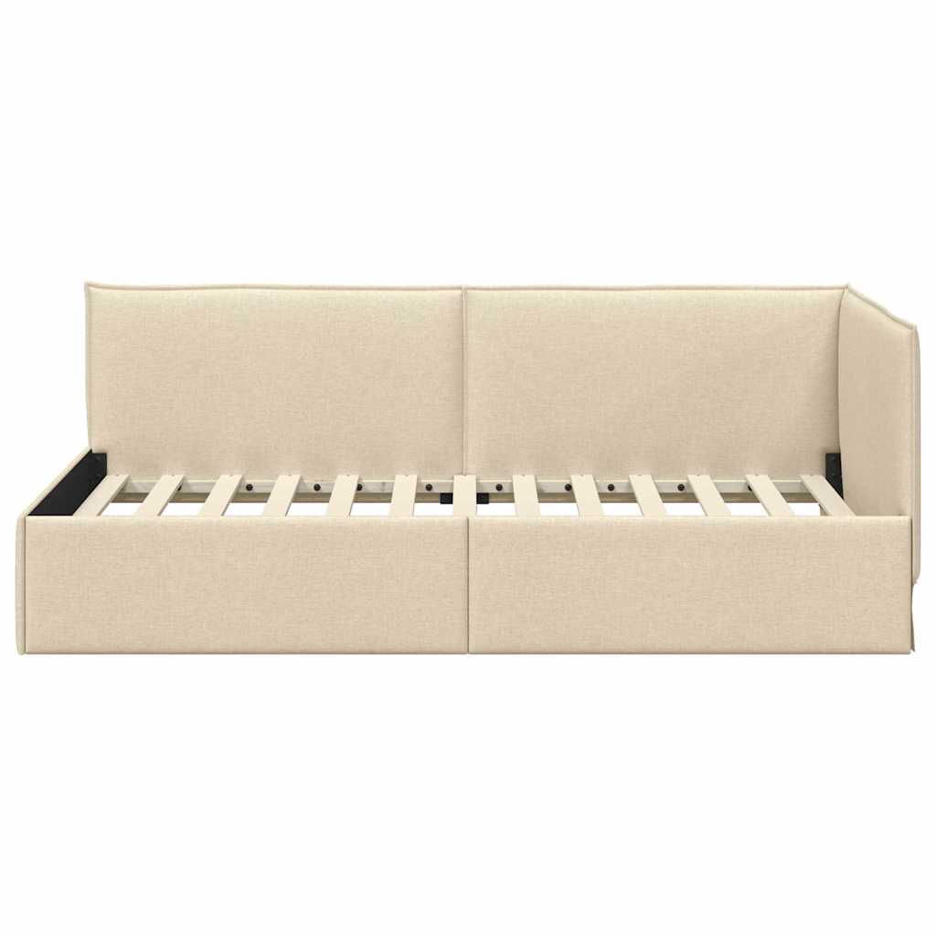 Cadre de lit d'angle avec tête de lit Crème 80 x 200 cm tissu - XIOS
