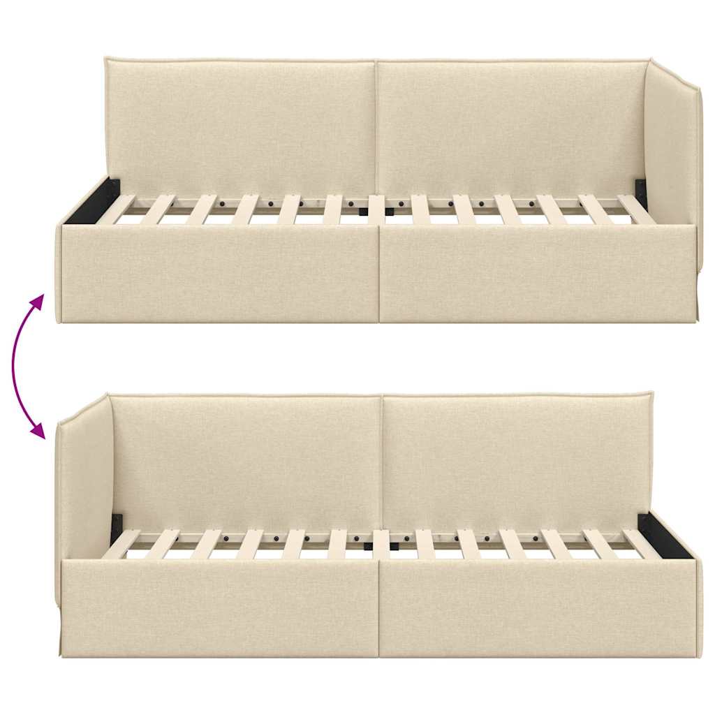 Cadre de lit d'angle avec tête de lit Crème 80 x 200 cm tissu - XIOS
