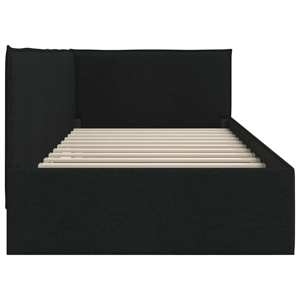 Cadre de lit d'angle avec tête de lit Noir 90 x 190 cm tissu - XIOS