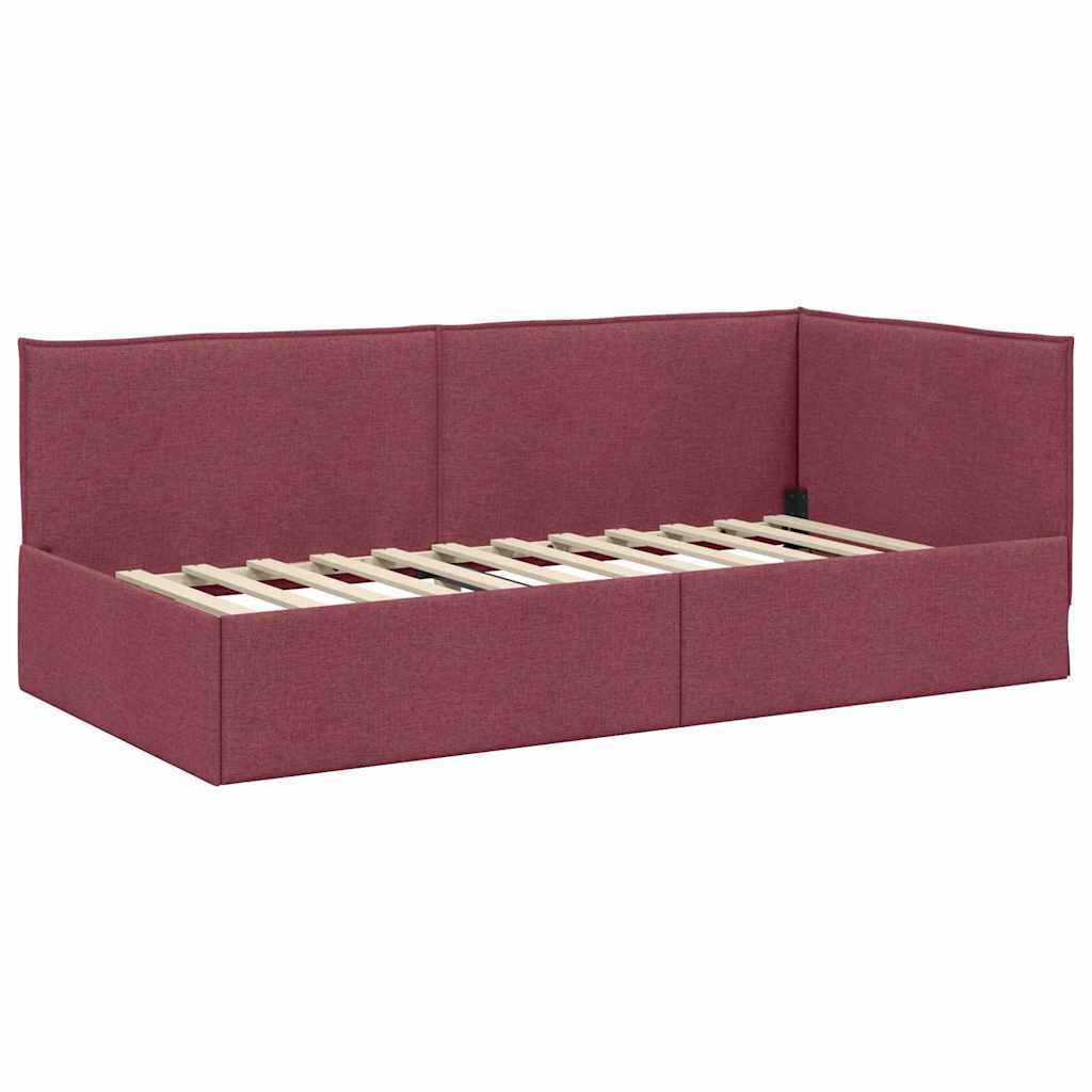 Cadre de lit d'angle Bordeaux 90 x 200 cm tissu - XIOS