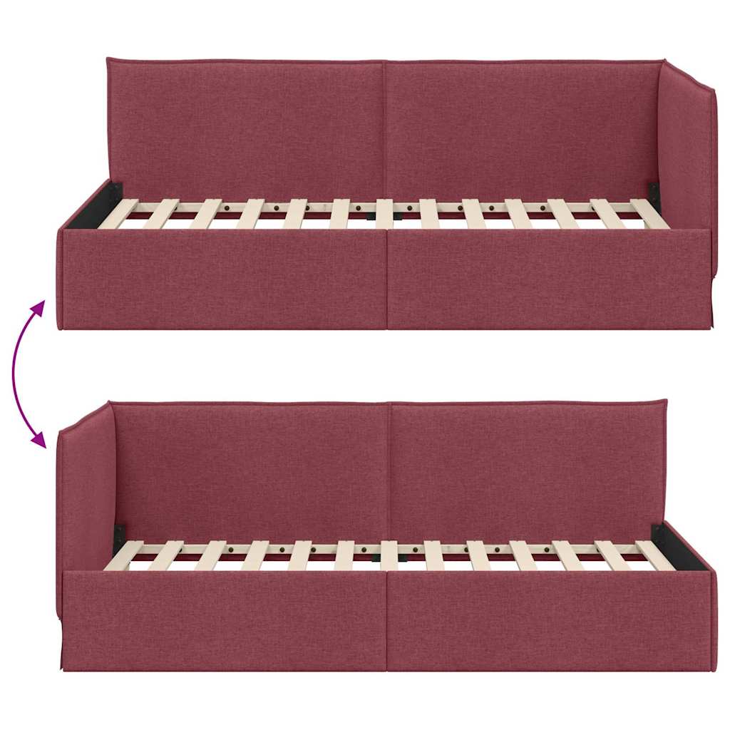 Cadre de lit d'angle Bordeaux 90 x 200 cm tissu - XIOS