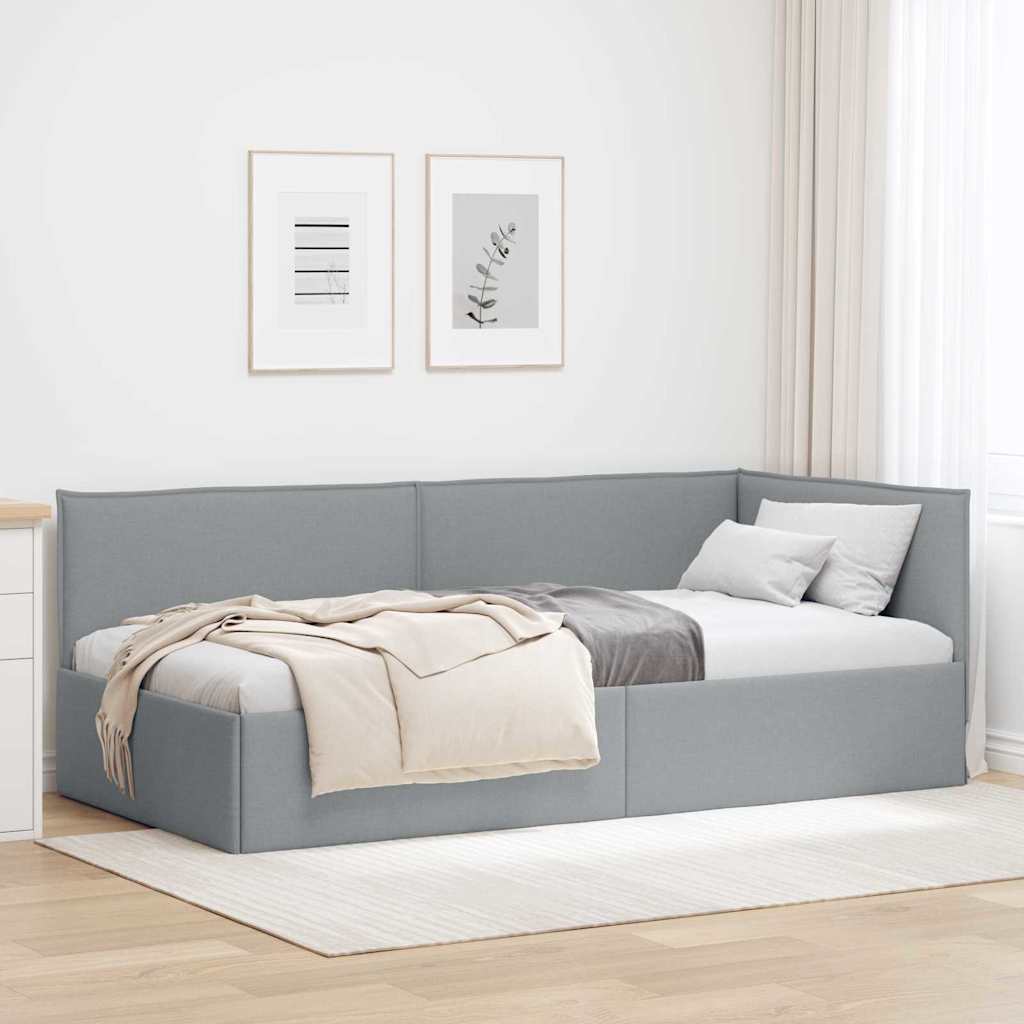 Cadre de lit d'angle Gris clair 100 x 200 cm tissu - XIOS