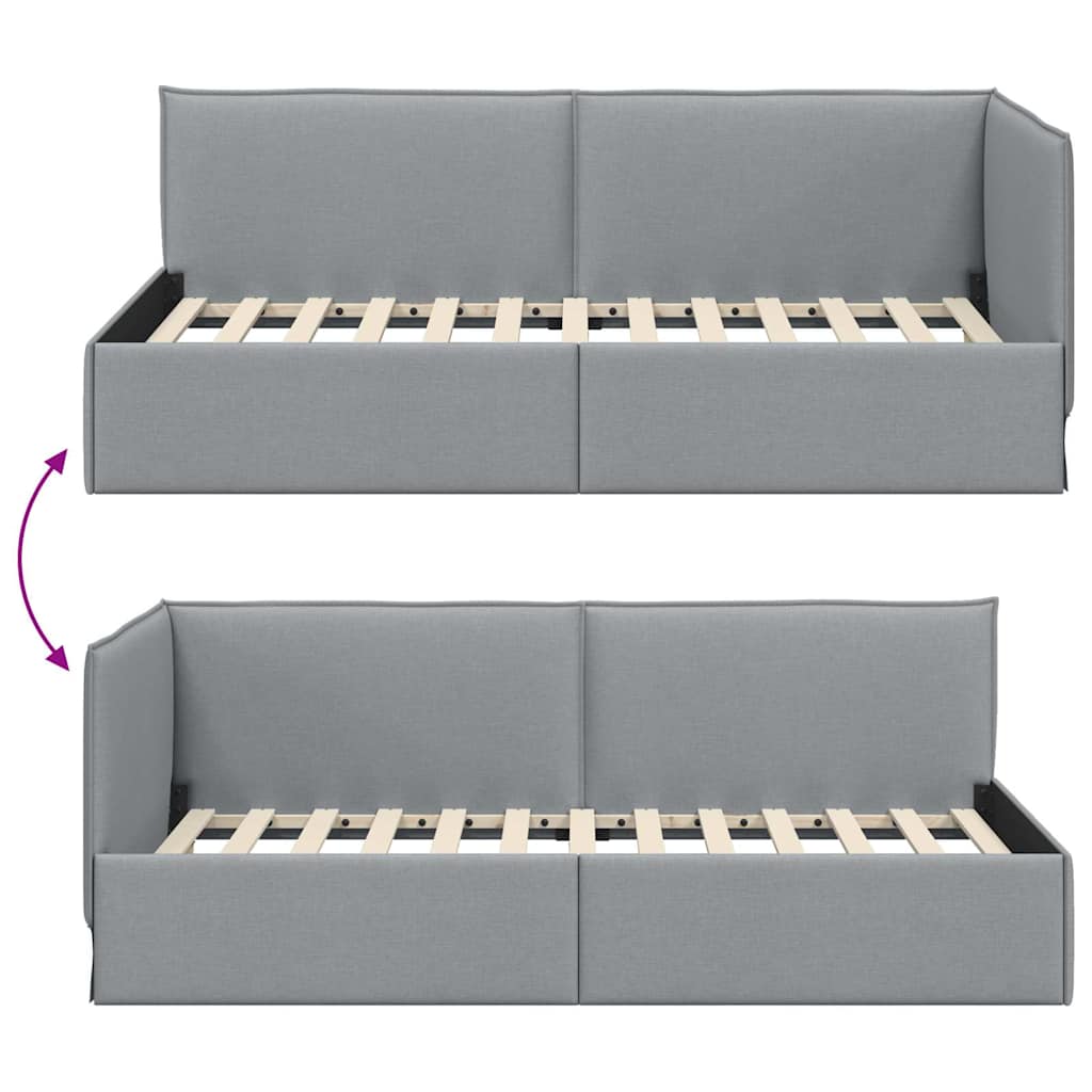 Cadre de lit d'angle Gris clair 100 x 200 cm tissu - XIOS