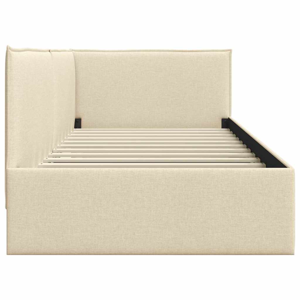 Cadre de lit d'angle avec tête de lit Crème 100 x 200 cm tissu - XIOS