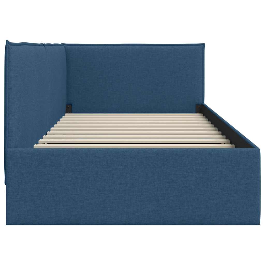 Cadre de lit d'angle avec tête de lit Bleu 100 x 200 cm tissu - XIOS