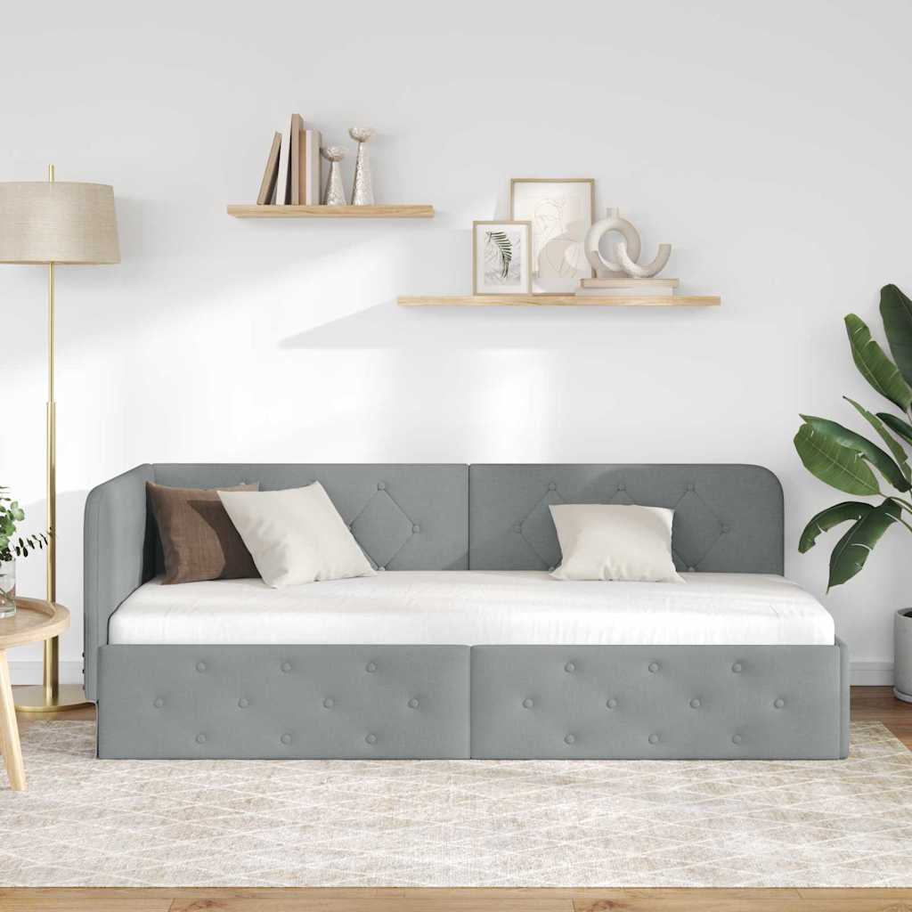 Cadre de lit d'angle Gris clair 80 x 200 cm tissu - XIOS