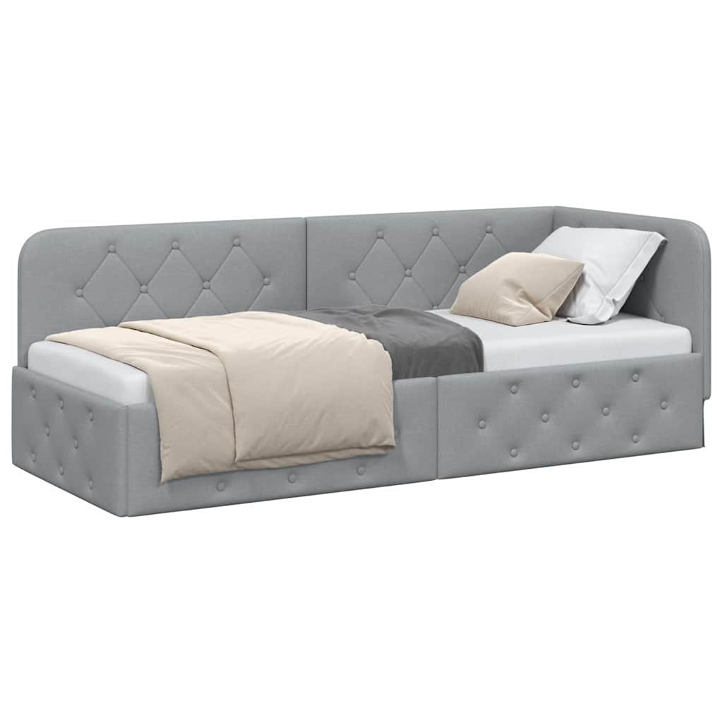 Cadre de lit d'angle Gris clair 80 x 200 cm tissu - XIOS