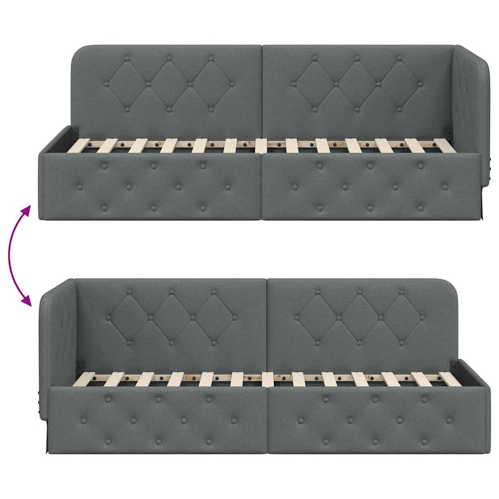Cadre de lit d'angle Gris foncé 80 x 200 cm tissu - XIOS
