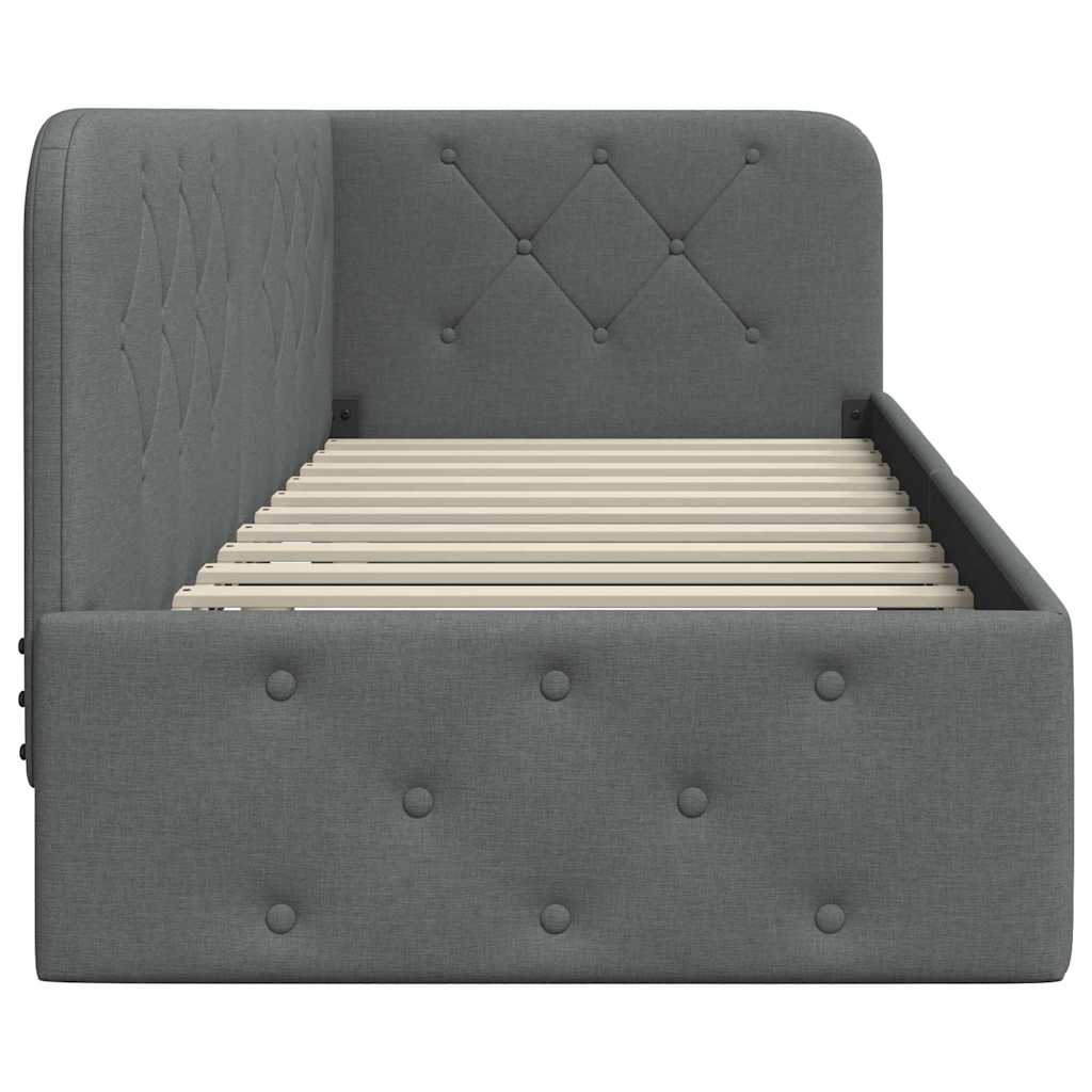 Cadre de lit d'angle Gris foncé 80 x 200 cm tissu - XIOS
