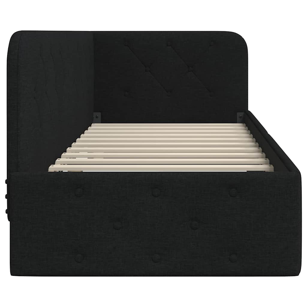 Cadre de lit d'angle avec tête de lit Noir 80 x 200 cm tissu - XIOS
