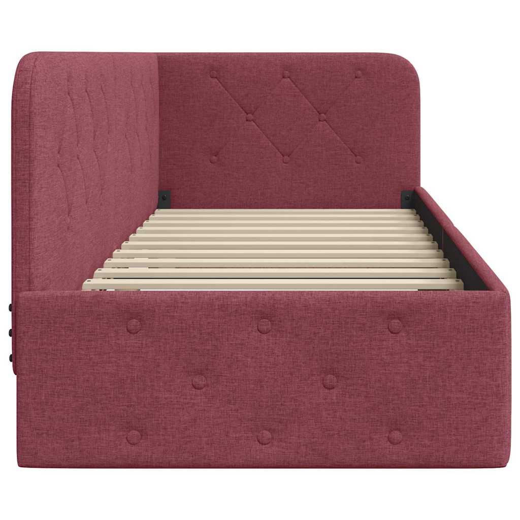 Cadre de lit d'angle Bordeaux 80 x 200 cm tissu - XIOS