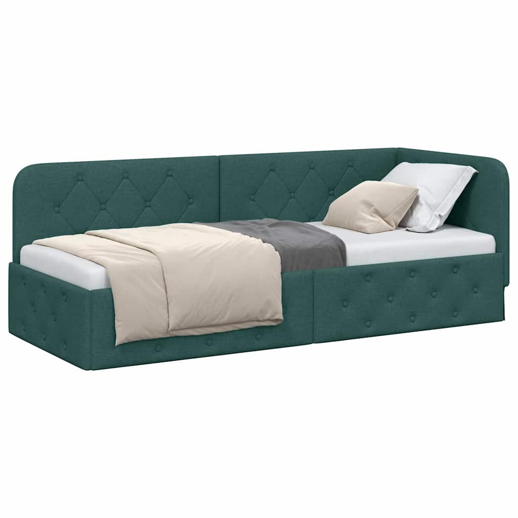 Cadre de lit d'angle Vert foncé 80 x 200 cm tissu - XIOS