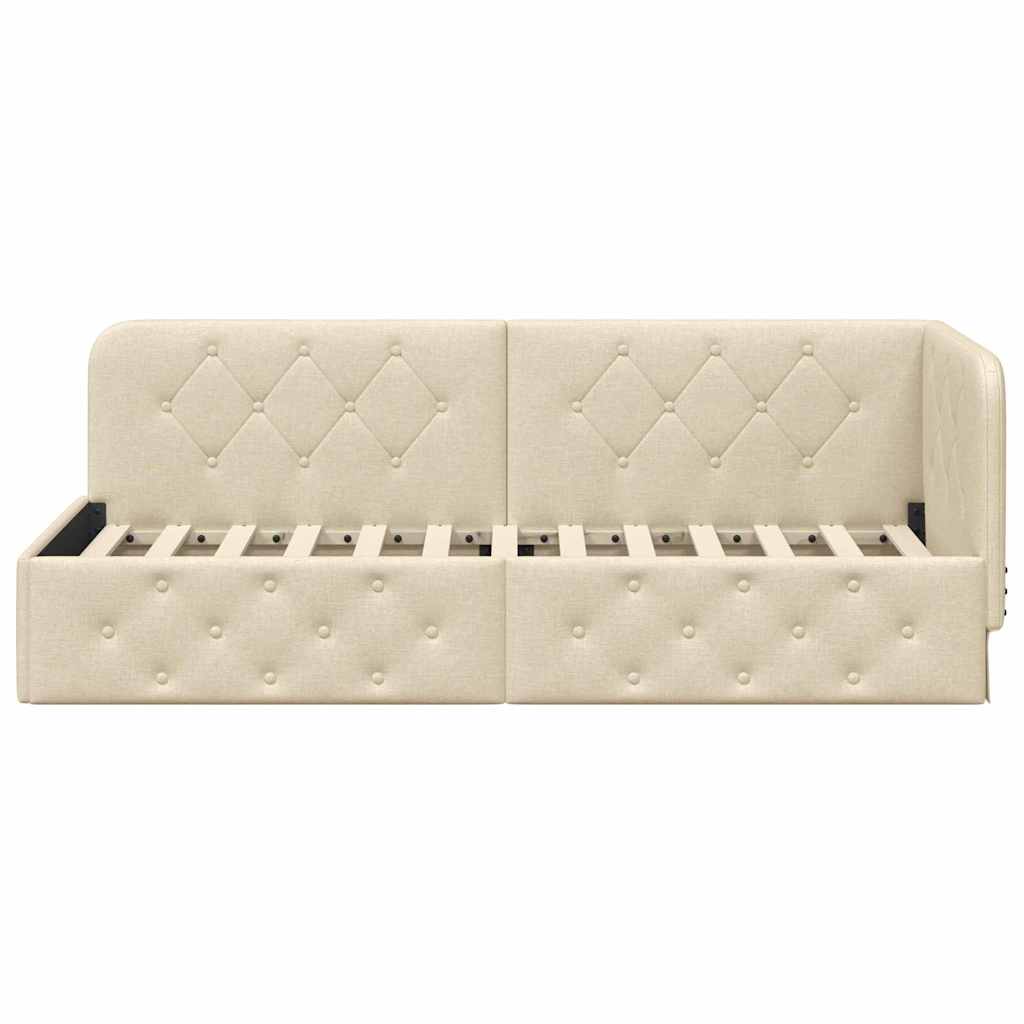 Cadre de lit d'angle avec tête de lit Crème 80 x 200 cm tissu - XIOS