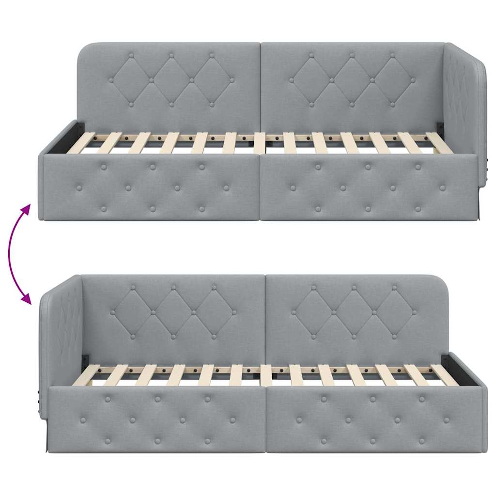 Cadre de lit d'angle Gris clair 90 x 190 cm tissu - XIOS