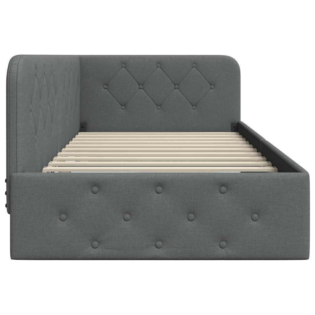 Cadre de lit d'angle Gris foncé 90 x 190 cm tissu - XIOS