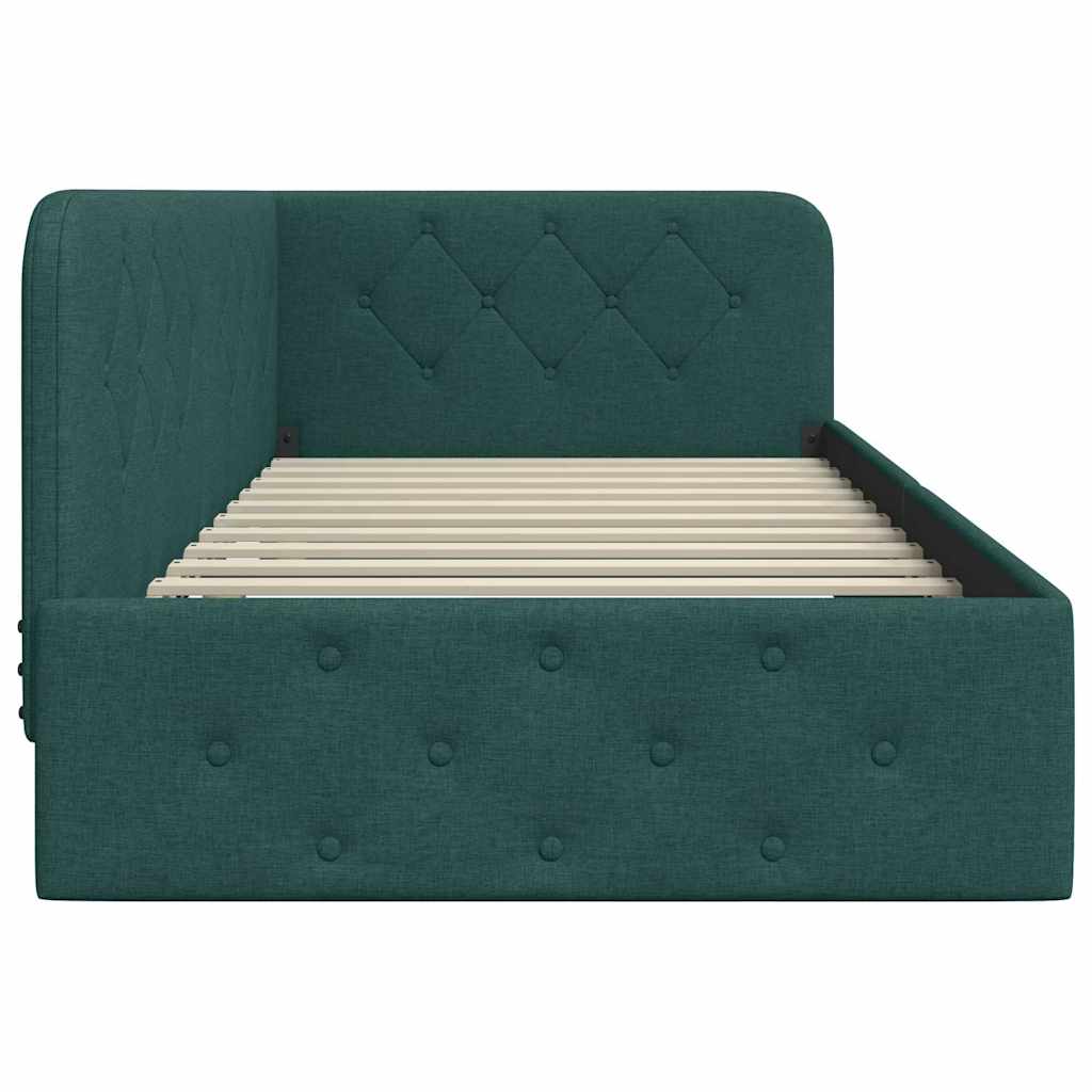 Cadre de lit d'angle Vert foncé 90 x 190 cm tissu - XIOS