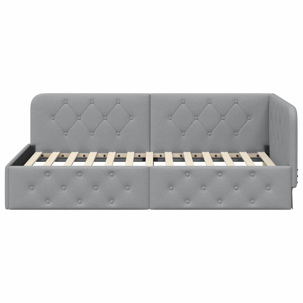 Cadre de lit d'angle Gris clair 90 x 200 cm tissu - XIOS