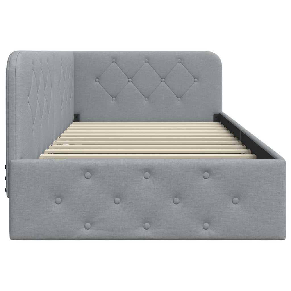 Cadre de lit d'angle Gris clair 90 x 200 cm tissu - XIOS