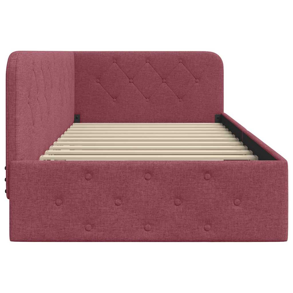 Cadre de lit d'angle Bordeaux 90 x 200 cm tissu - XIOS