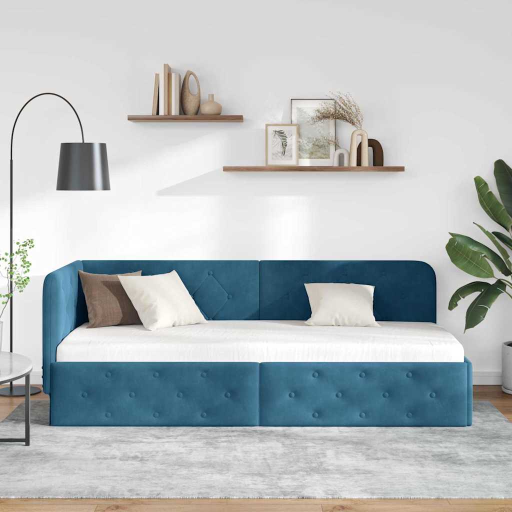 Cadre de lit d'angle Bleu 80 x 200 cm Velours - XIOS