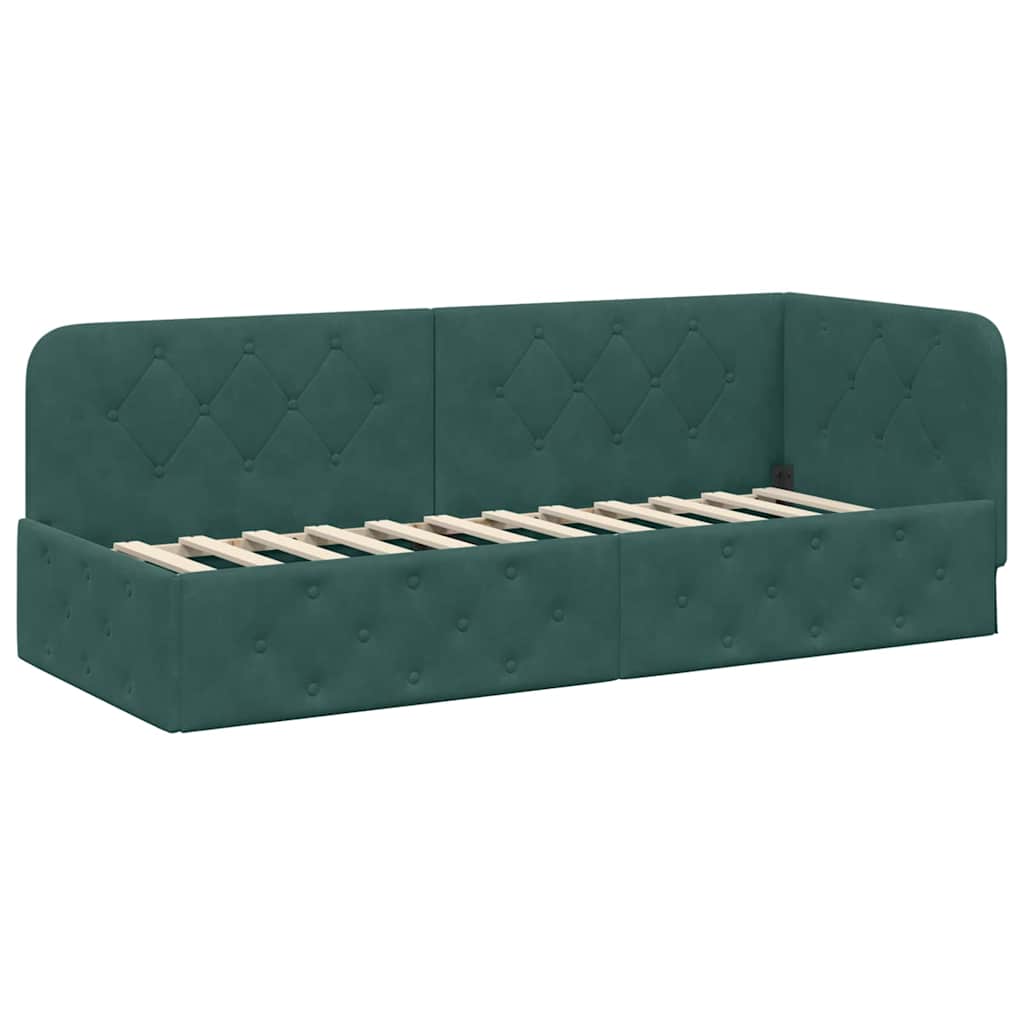 Cadre de lit d'angle Vert foncé 80 x 200 cm Velours - XIOS