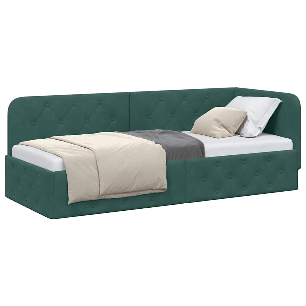 Cadre de lit d'angle Vert foncé 80 x 200 cm Velours - XIOS