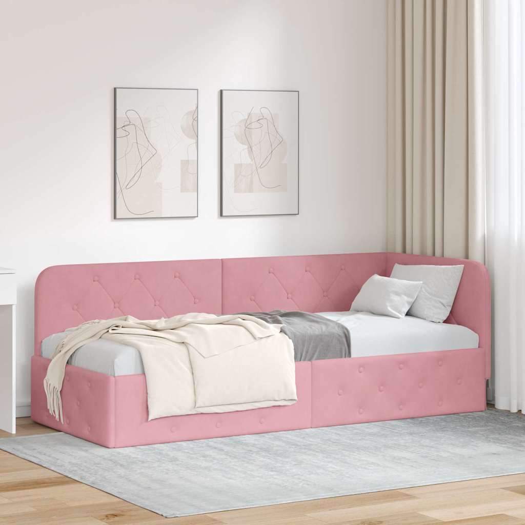 Cadre de lit d'angle Rose 80 x 200 cm Velours - XIOS