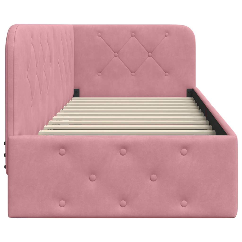 Cadre de lit d'angle Rose 80 x 200 cm Velours - XIOS