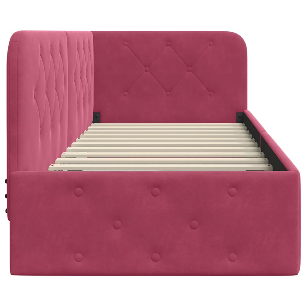 Cadre de lit d'angle Bordeaux 80 x 200 cm Velours - XIOS