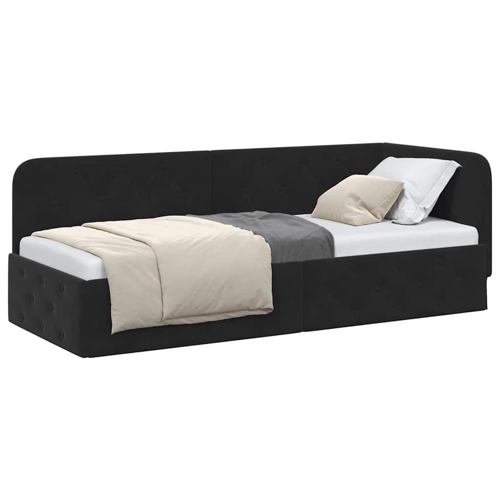 Cadre de lit d'angle Noir 80 x 200 cm Velours - XIOS