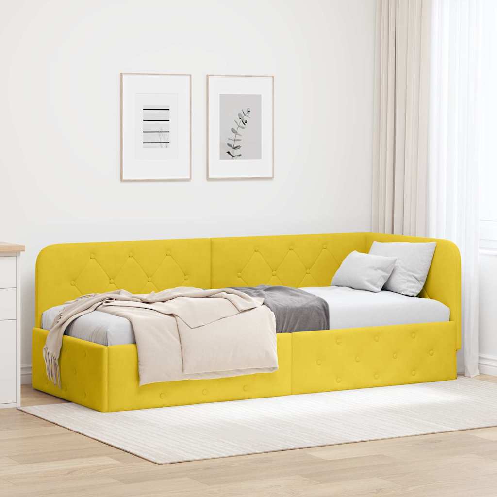 Cadre de lit d'angle Jaune 80 x 200 cm Velours - XIOS