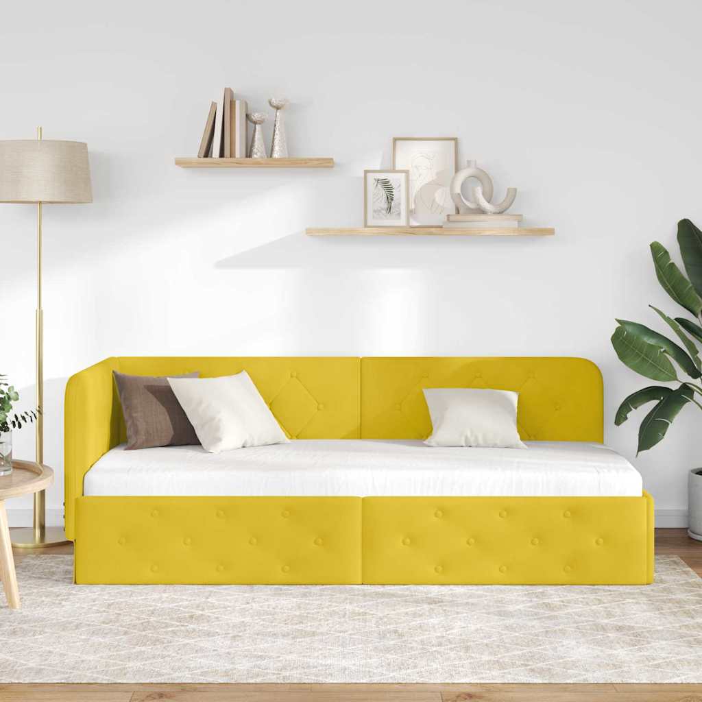 Cadre de lit d'angle Jaune 80 x 200 cm Velours - XIOS