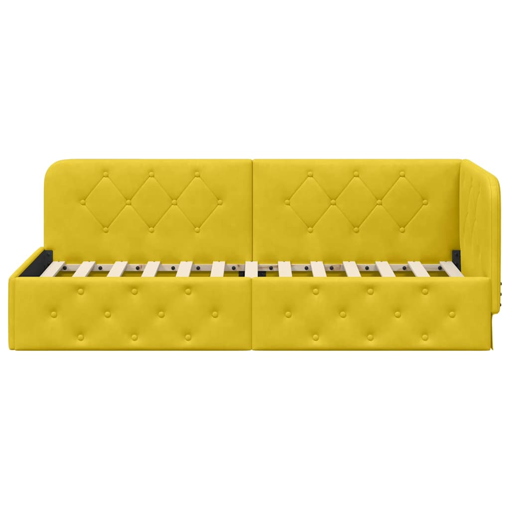 Cadre de lit d'angle Jaune 80 x 200 cm Velours - XIOS