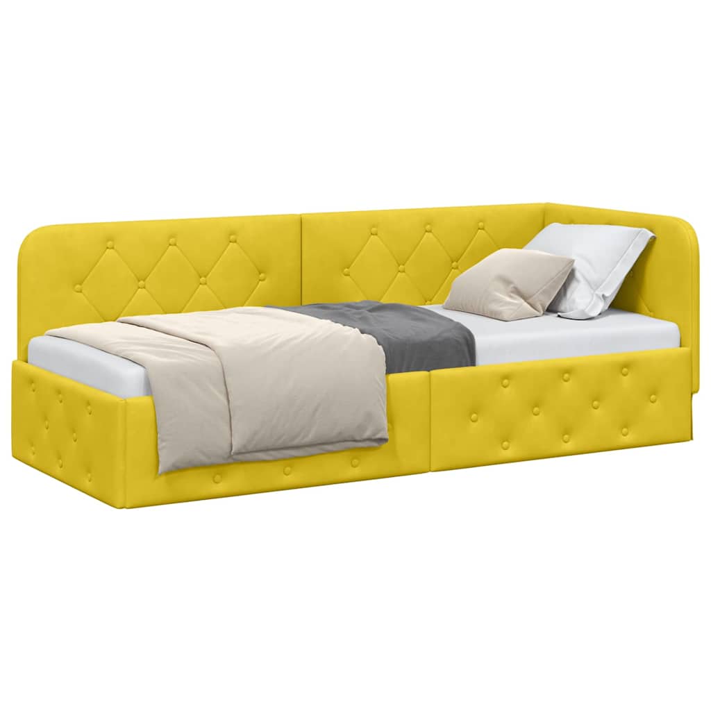 Cadre de lit d'angle Jaune 80 x 200 cm Velours - XIOS