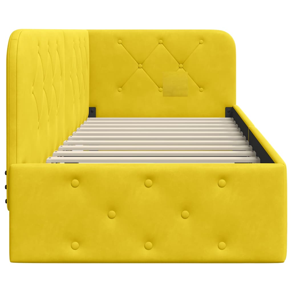 Cadre de lit d'angle avec tête de lit Jaune 80 x 200 cm Velours - XIOS