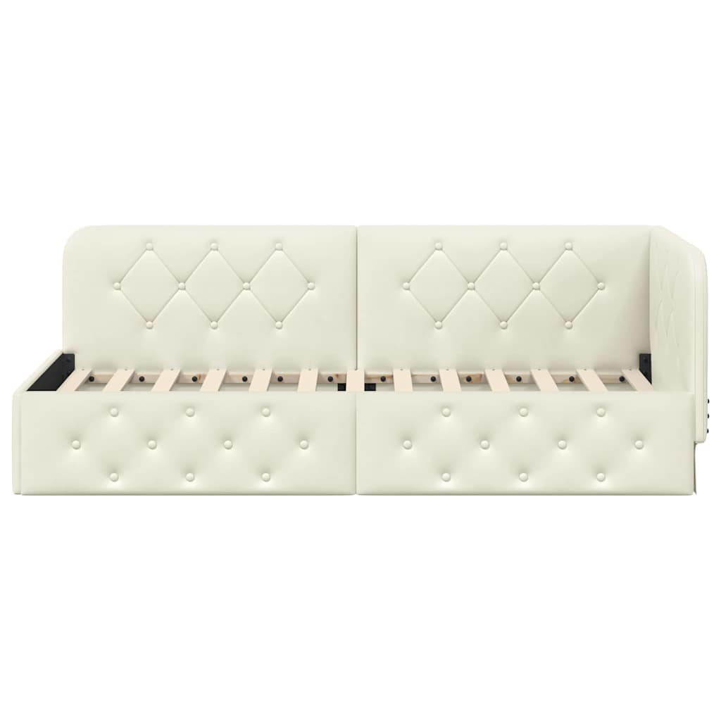 Cadre de lit d'angle avec tête de lit Crème 80 x 200 cm Velours - XIOS