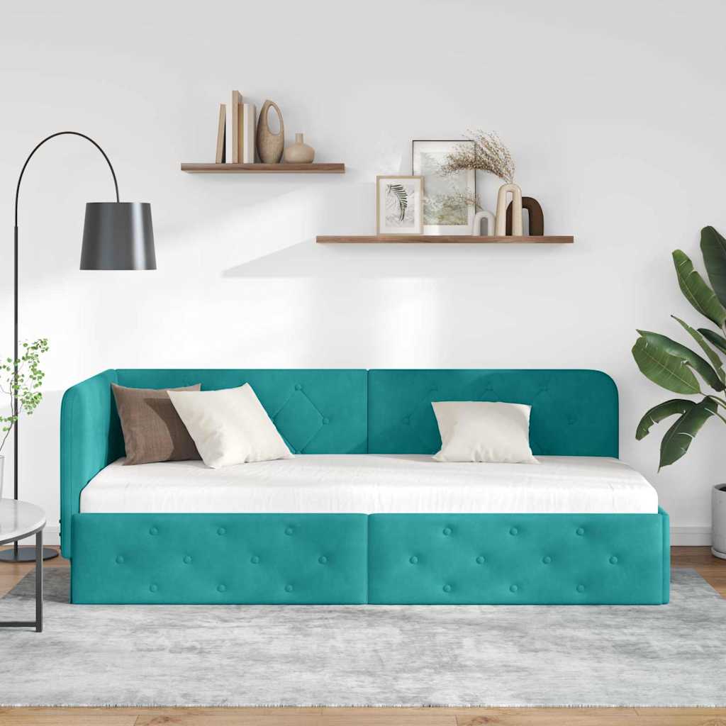 Cadre de lit d'angle Turquoise 80 x 200 cm Velours - XIOS