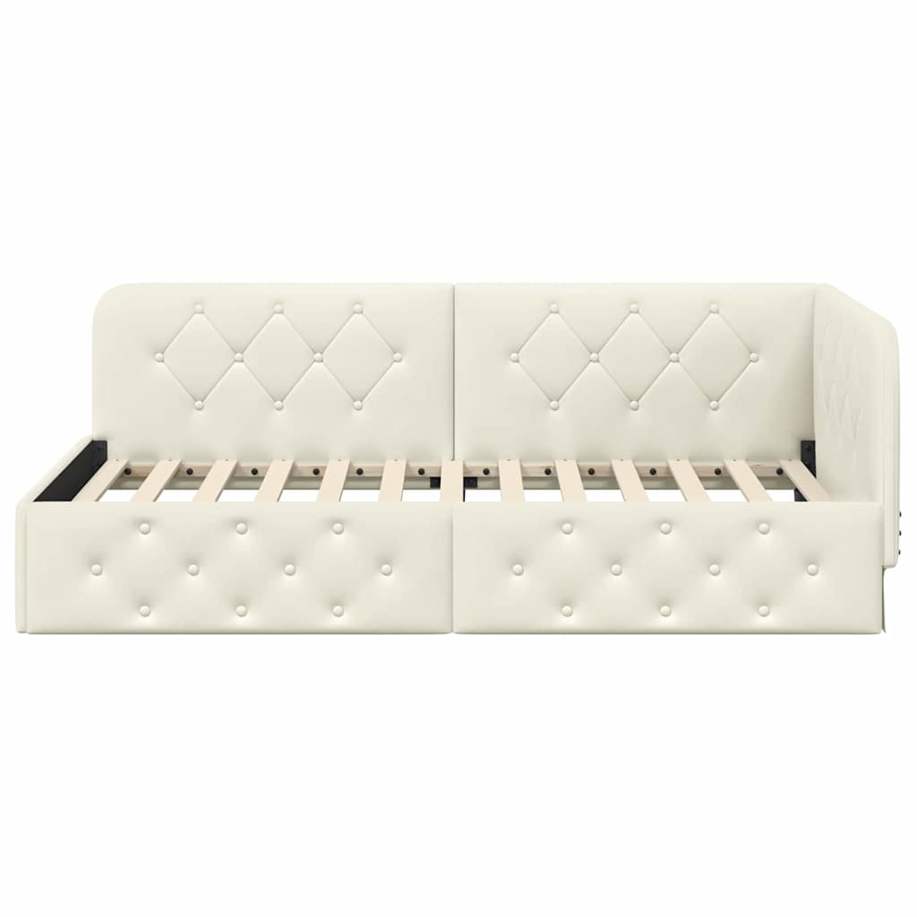 Cadre de lit d'angle Crème 90 x 190 cm Velours - XIOS