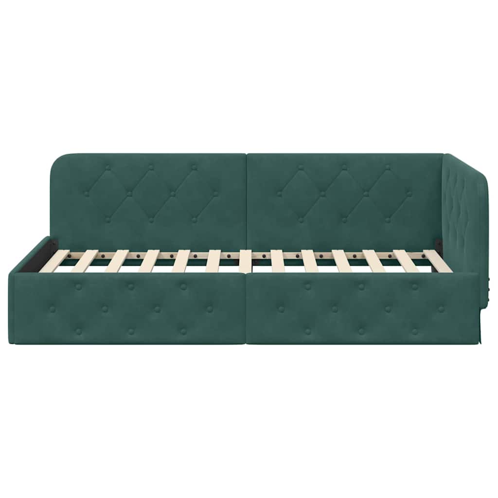 Cadre de lit d'angle Vert foncé 90 x 200 cm Velours - XIOS