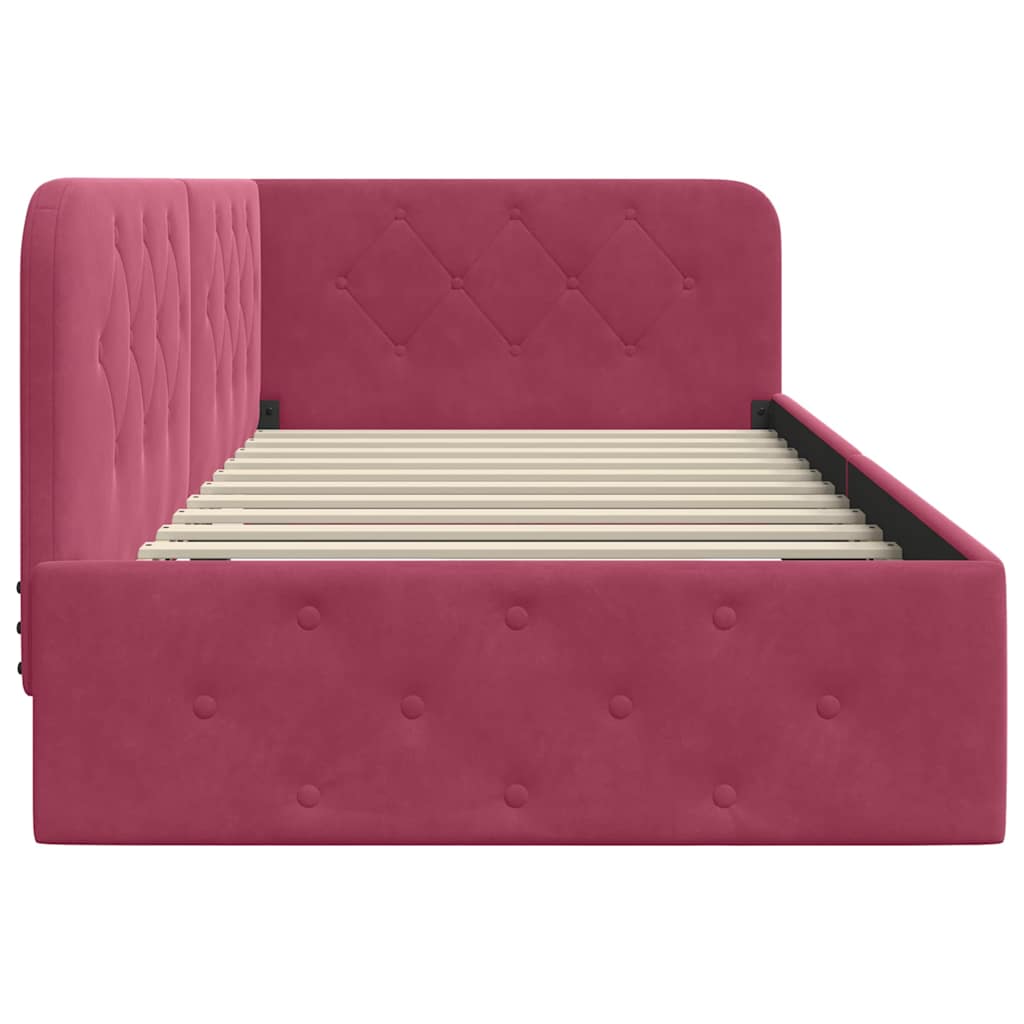 Cadre de lit d'angle Bordeaux 90 x 200 cm Velours - XIOS