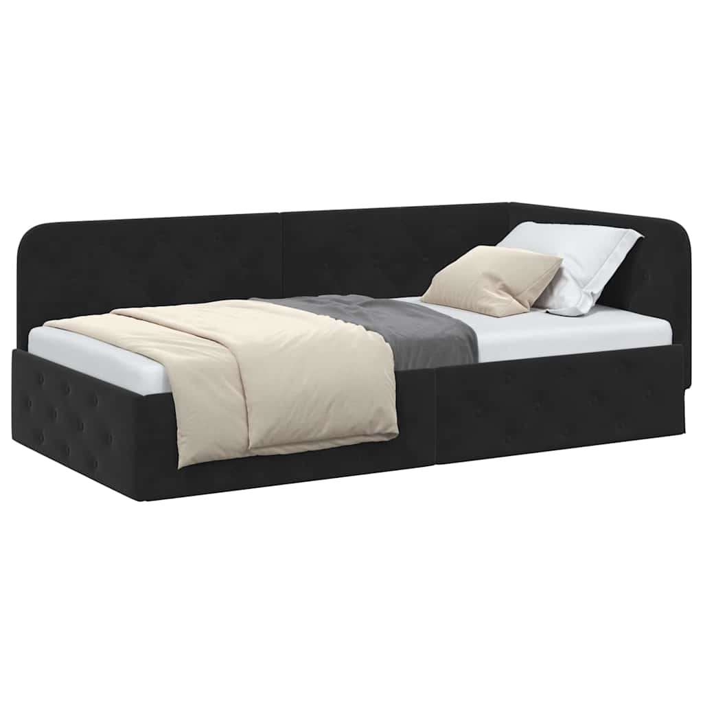 Cadre de lit d'angle Noir 90 x 200 cm Velours - XIOS