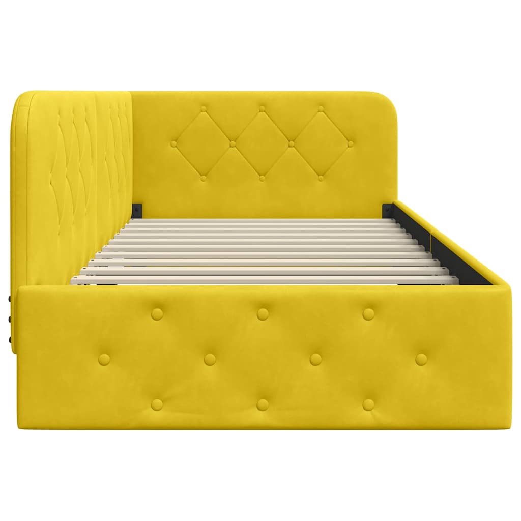 Cadre de lit d'angle avec tête de lit Jaune 90 x 200 cm Velours - XIOS
