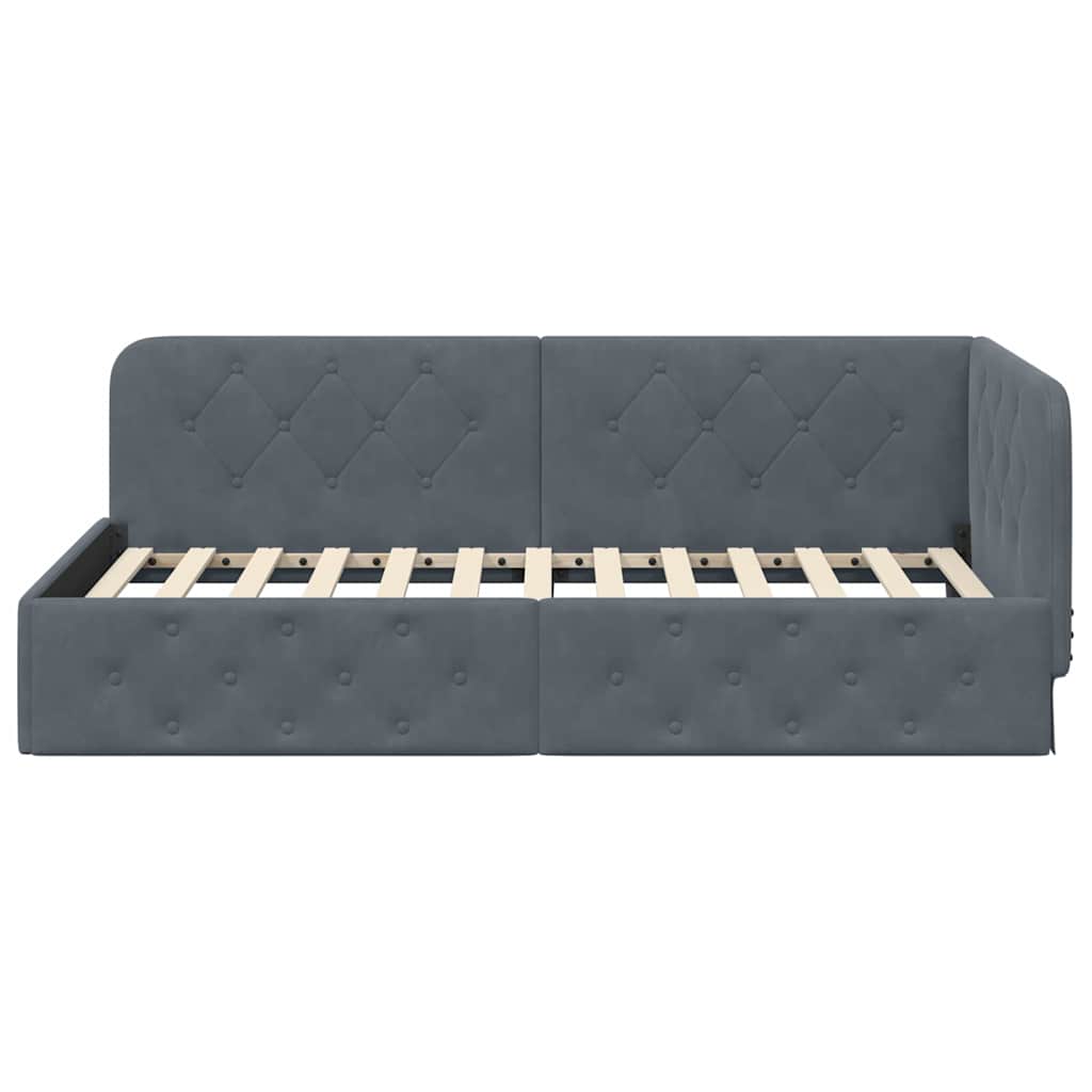 Cadre de lit d'angle Gris foncé 100 x 200 cm Velours - XIOS