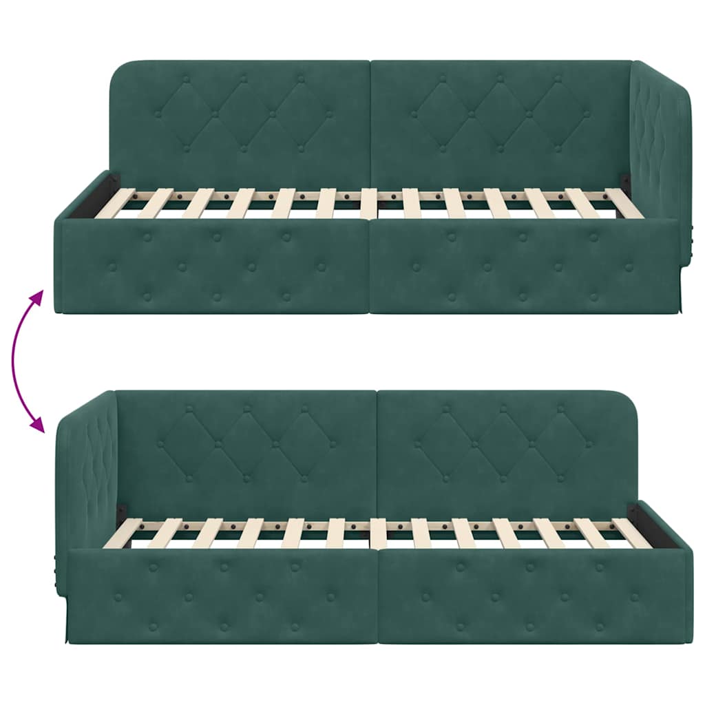 Cadre de lit d'angle Vert foncé 100 x 200 cm Velours - XIOS