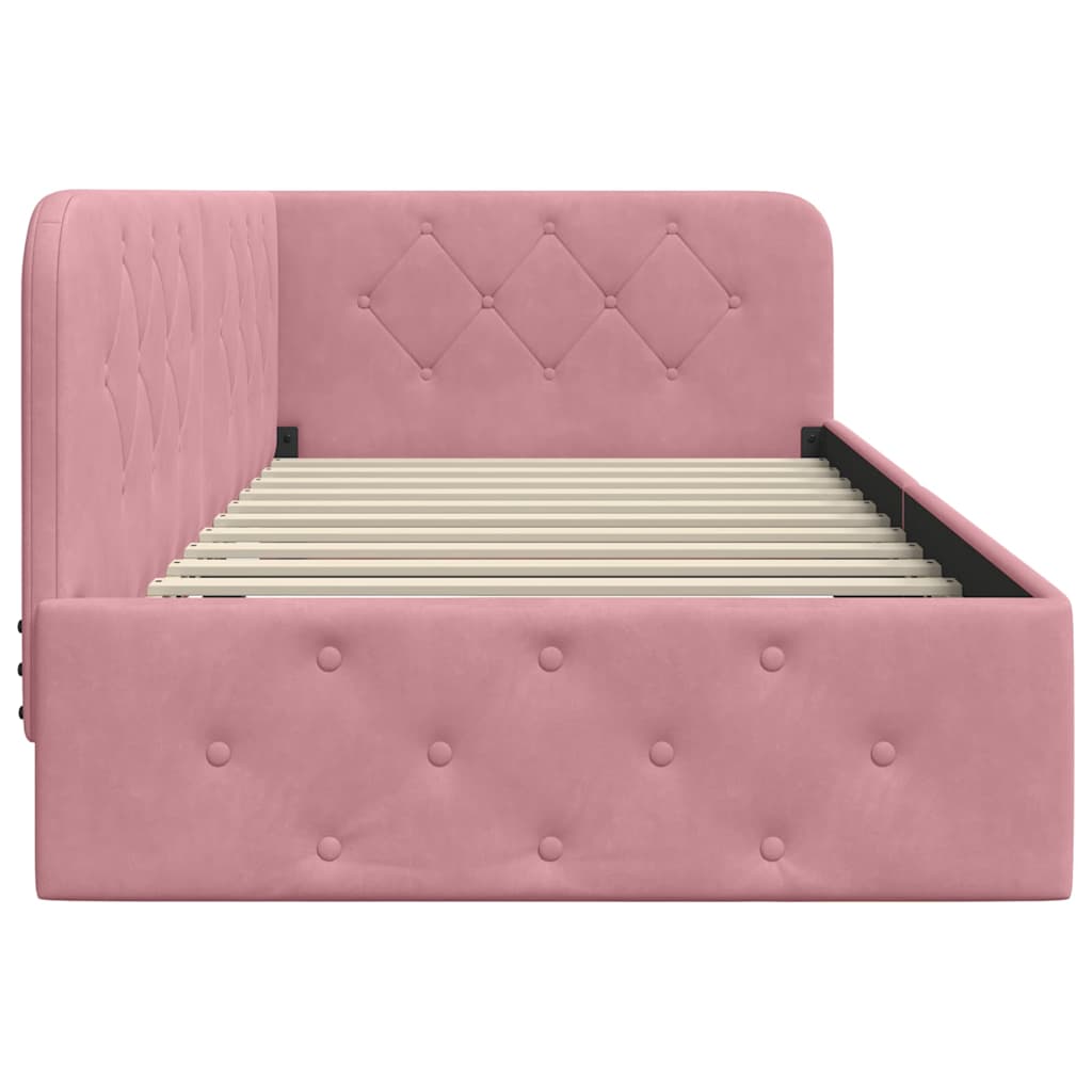 Cadre de lit d'angle avec tête de lit Rose 100 x 200 cm Velours - XIOS