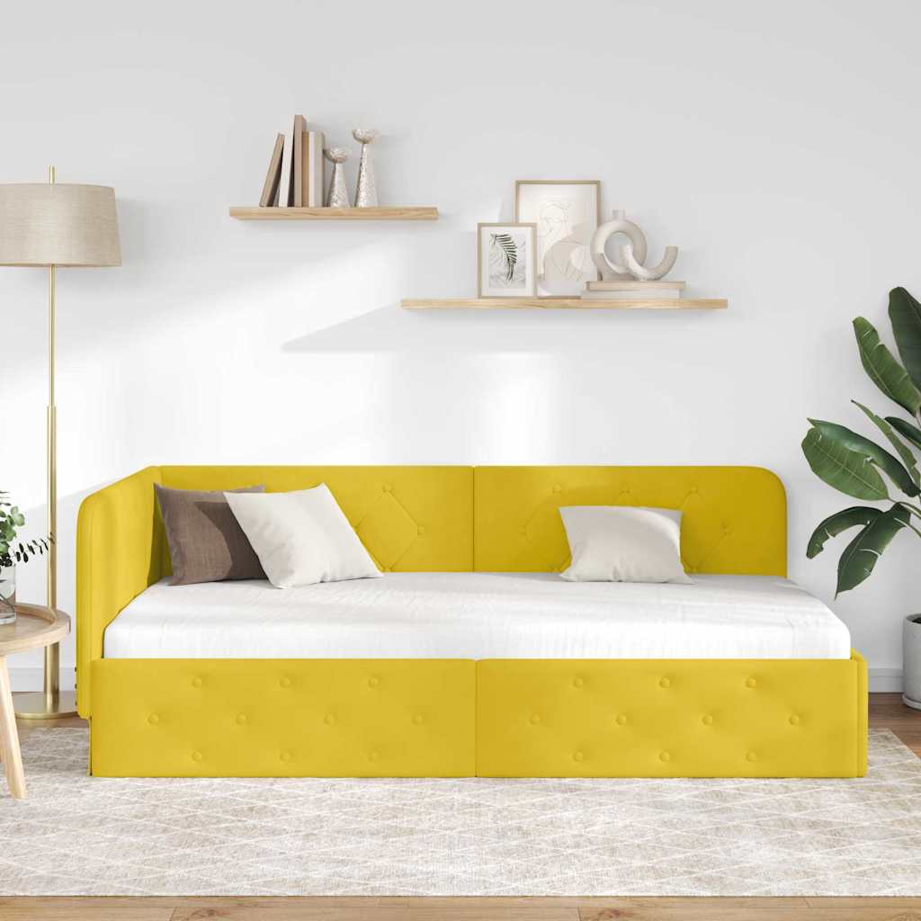 Cadre de lit d'angle Jaune 100 x 200 cm Velours - XIOS